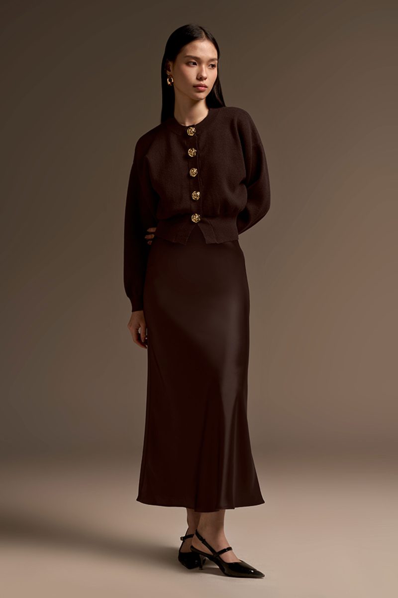 SAN KNIT CARDIGAN DARK CHOCO